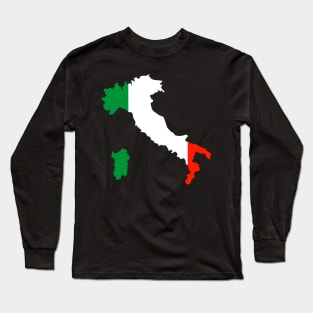 Italian Flag with map Long Sleeve T-Shirt